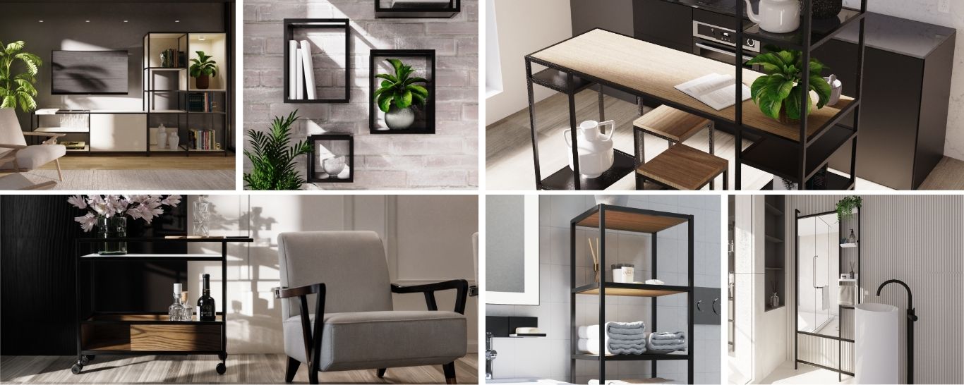 Various configurations of the Cube System Evolution (CSE) displayed in different environments, illustrating its modular flexibility and clean design