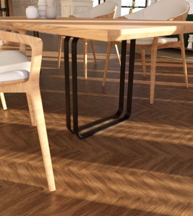 Aluminium legs placed on a living room table.