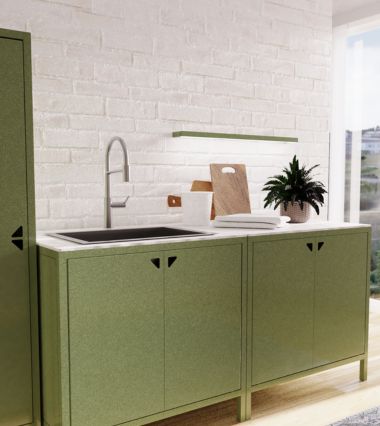 A modular green outdoor kitchen constructed using LIMS